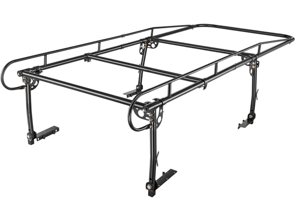 VEVOR Truck Ladder Rack 800LBS Capacity Universal Over-Cab Trucks Bed Rack, 43.3"-63" Width Adjustable for Kayak Surfboard Lumber, Non-Drilling/Drilling Installation, Fits Short-Bed & Long-Bed Trucks
