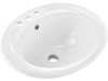 VEVOR Semi Recessed Bathroom Sink, 19.09 x 16.73 Inch Oval White Ceramic Vessel Sink with Overflow Hole and 3 Faucet Holes, Drop in Modern Lavatory Vanity Bath Wash Bowl Basin, Ideal for Small Spaces
