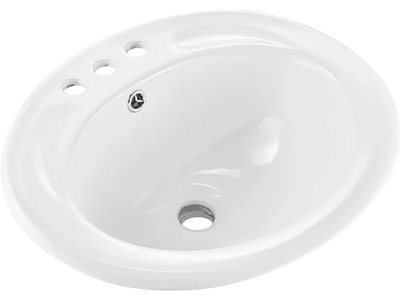 Vevor Bathroom Sink Semi-Recessed Oval White Ceramic Vessel 19.09