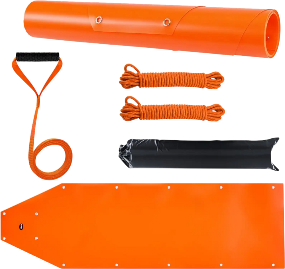 VEVOR Deer Drag Sled, 72.8 x 22.8 in, 550lbs Heavy Duty Yard Utility Sled, Tear-Resistant PE Drag Glider Mat with Ropes & Handle, Thickened Game Hauler for Firewood Ice Fishing Hauling Hunting