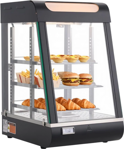 Vevor Food Warmer Display 3-Tier 60 Qt Countertop Steam Heating with LED Light New