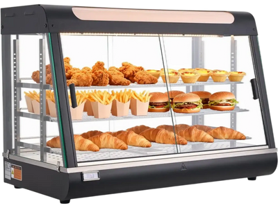 VEVOR 3-Tier Commercial Food Warmer Display, 1400W Food Display Warmer with LED Light, Top Storage and Adjustable Shelves, 86℉~185℉ Steam Heating, 137Qt/130L for Hamburger, Pizza, Bread, Fried Chicken