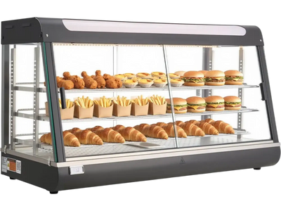 VEVOR 3-Tier Commercial Food Warmer Display, 1600W Food Display Warmer with LED Light, Top Storage and Adjustable Shelves, 86℉~185℉ Steam Heating, 190Qt/180L for Hamburger, Pizza, Bread, Fried Chicken