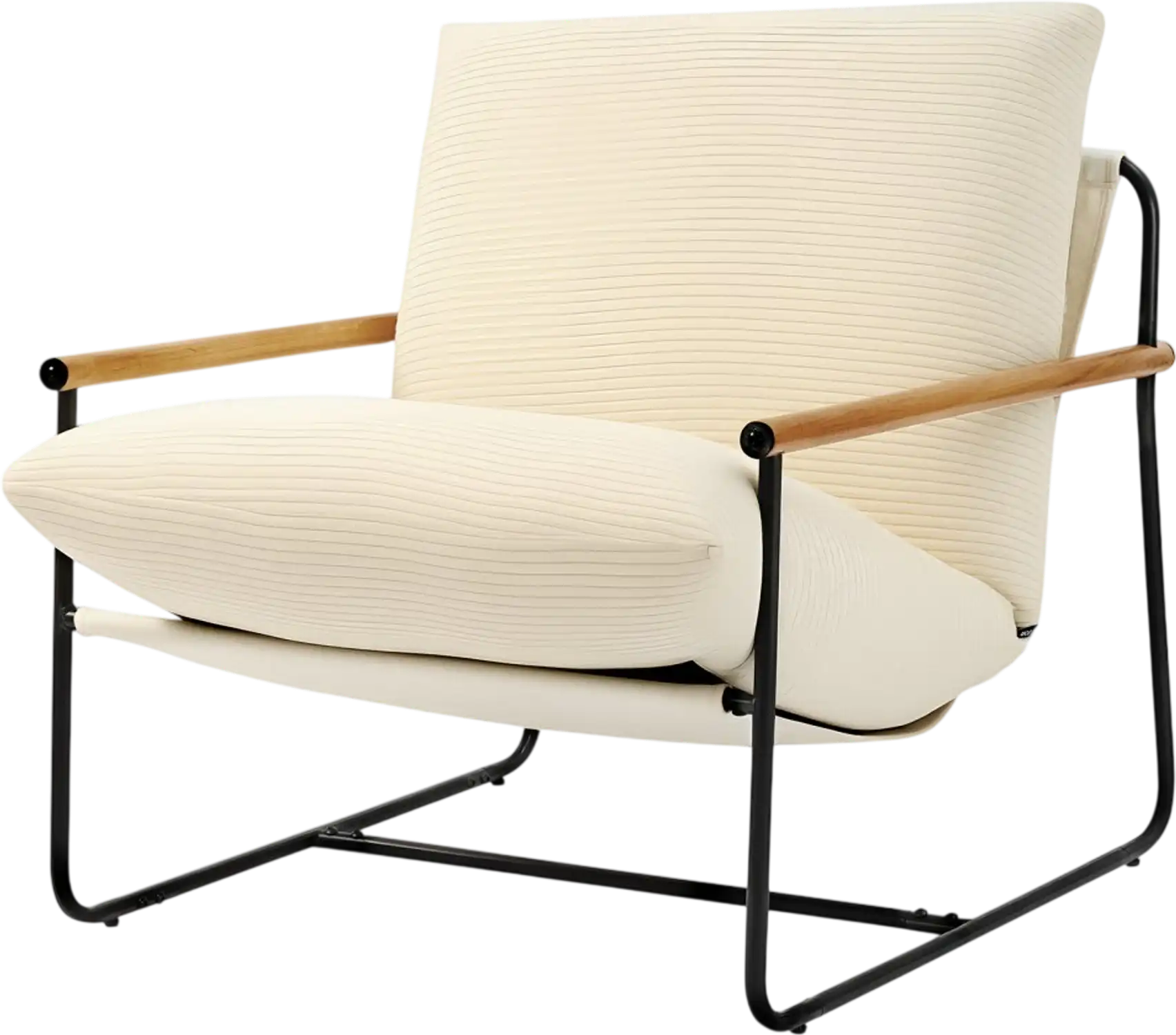 Vevor Accent Chair Modern Upholstered Metal Frame Wood Armrest Beige New