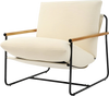 VEVOR Accent Chair, Metal Framed Chair with Wooden Armrests, Modern Cozy Upholstered Armchair, with Soft Foam Cushioning, Detachable Cushion, for Living Room, Bedroom, Reading Room, Office, Beige