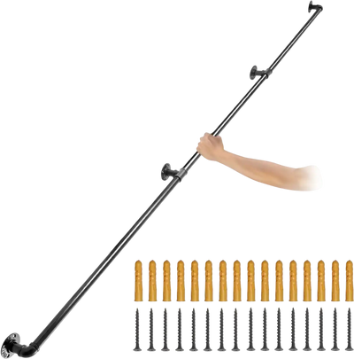 Vevor Stair Handrail 10' Carbon Steel Wall Mount Industrial Pipe Handrail New