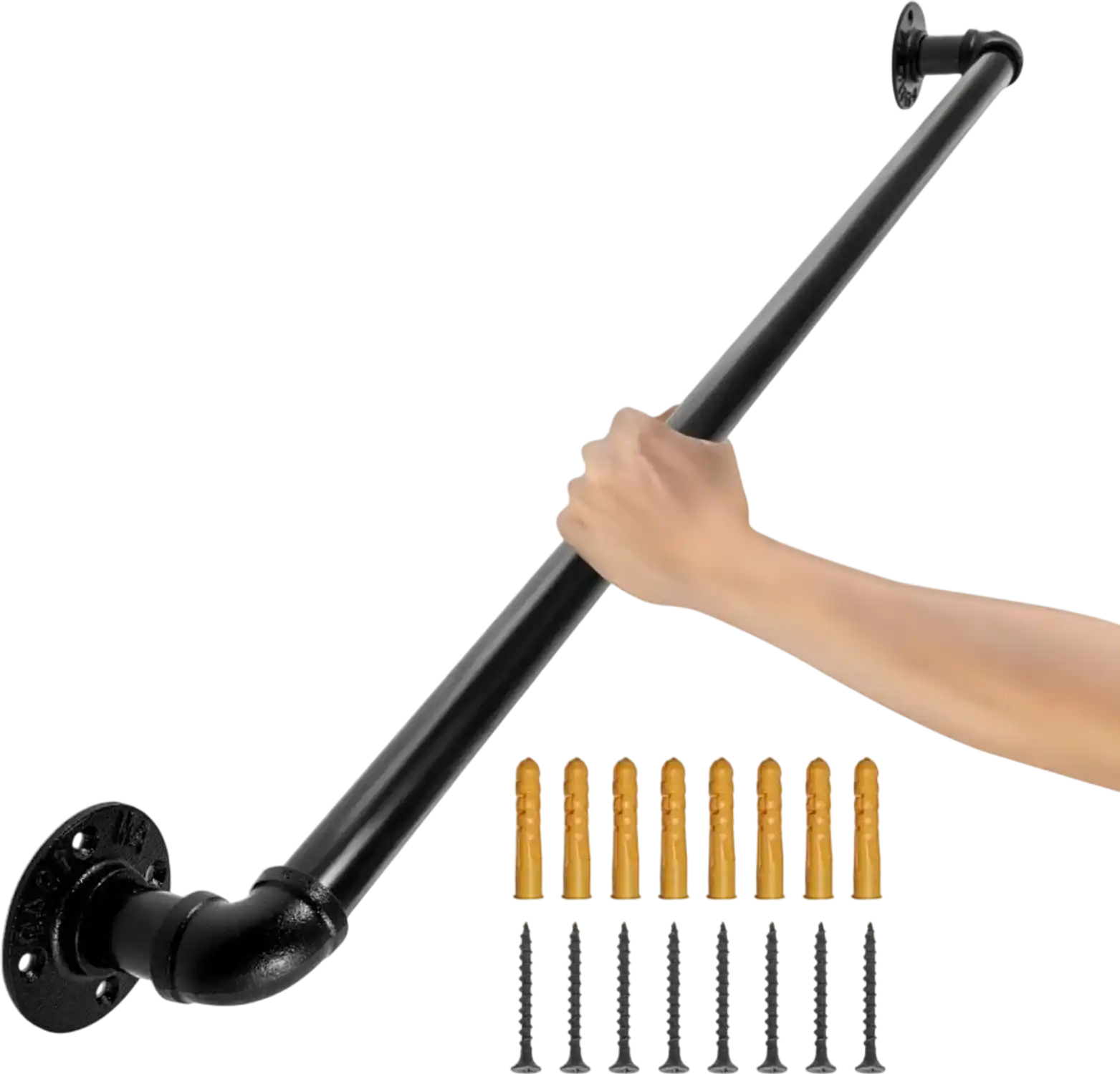 Vevor Pipe Stair Handrail 3' Carbon Steel Wall Mount Indoor Outdoor New