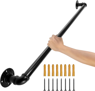 Vevor Pipe Stair Handrail 3' Carbon Steel Wall Mount Indoor Outdoor New