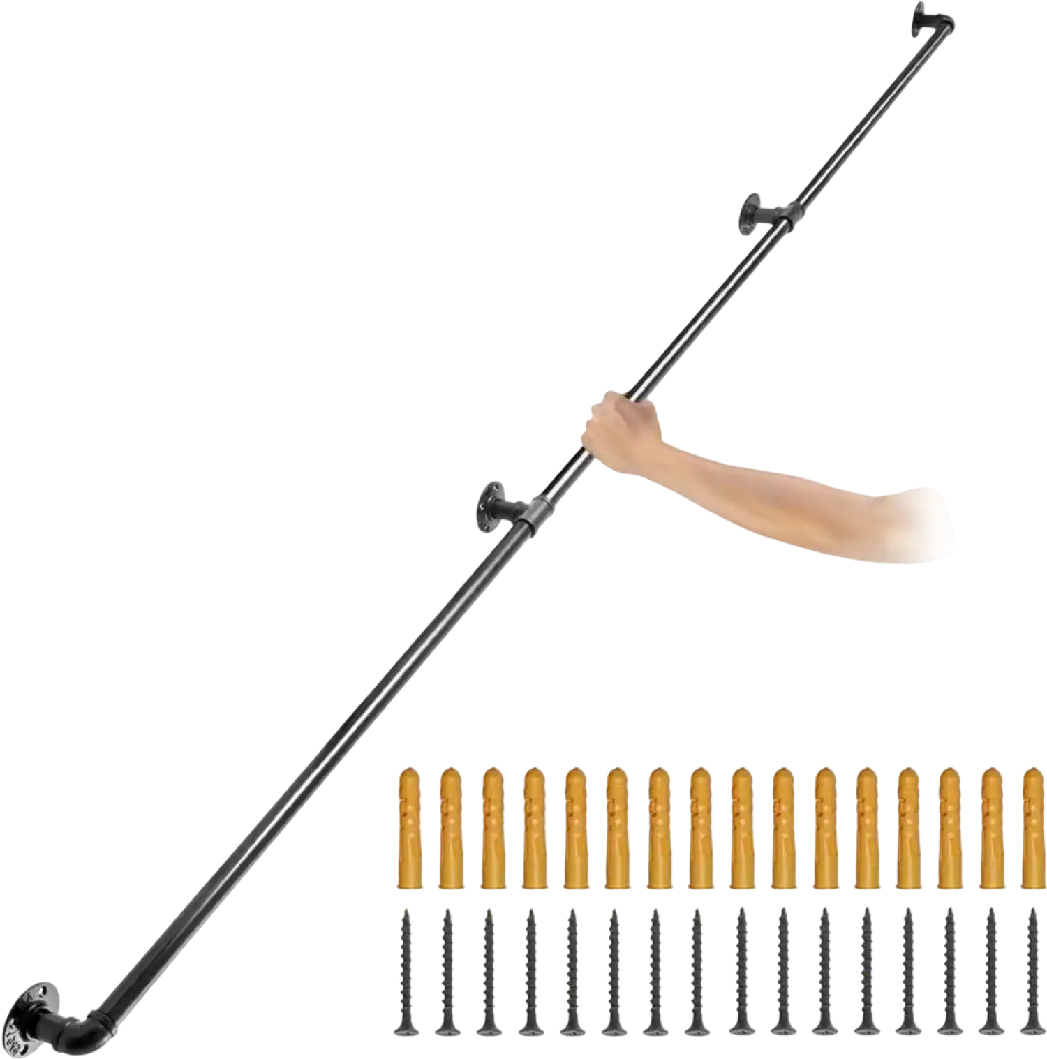 Vevor Pipe Stair Handrail 8' Carbon Steel Wall Mount Black New