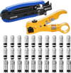 VEVOR Coax Cable Crimper Kit, Coaxial Cable Compression Kit with a Crimping Tool, a Wire Stripper, and 30PCS F-Type RG6 Connector, Compatible with RG6, RG59, RG11 Coax Cable, Lightweight & Portable