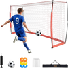 VEVOR Soccer Goal 12 x 6 FT Soccer Net for Backyard Collapsible Base Red, Portable & Quick Setup Set, with Metal Base, Carry Bag, Ground Stakes, for Youth & Adults Outdoor Backyard Practice Training