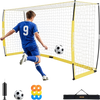 VEVOR Soccer Goal 12 x 6 FT Soccer Net for Backyard Collapsible Base Yellow, Portable & Quick Setup, with Metal Base, Carry Bag, Ground Stakes, for Youth & Adults Outdoor Backyard Practice Training