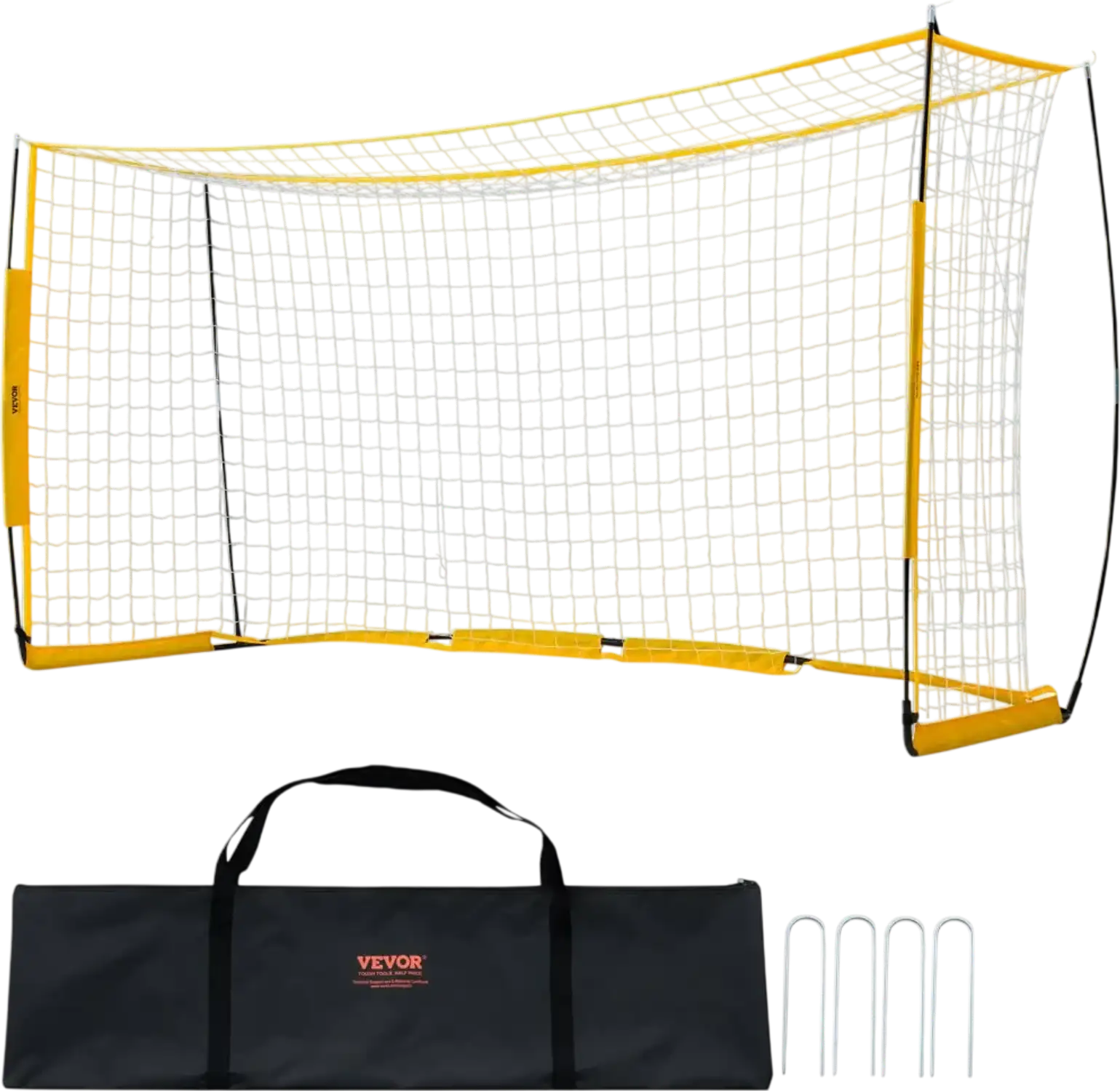 Vevor Soccer Goal 12' x 6' Portable Backyard Training Net with Carry Bag Yellow New