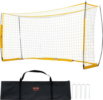 VEVOR Portable Soccer Goal, 12x6 ft Adults Kids Backyard Soccer Net, Large Practice Soccer Net, Steel Fiberglass Structure Training Goal Set, All-Weather Outdoor Soccer Goals with Carry Bag, Yellow