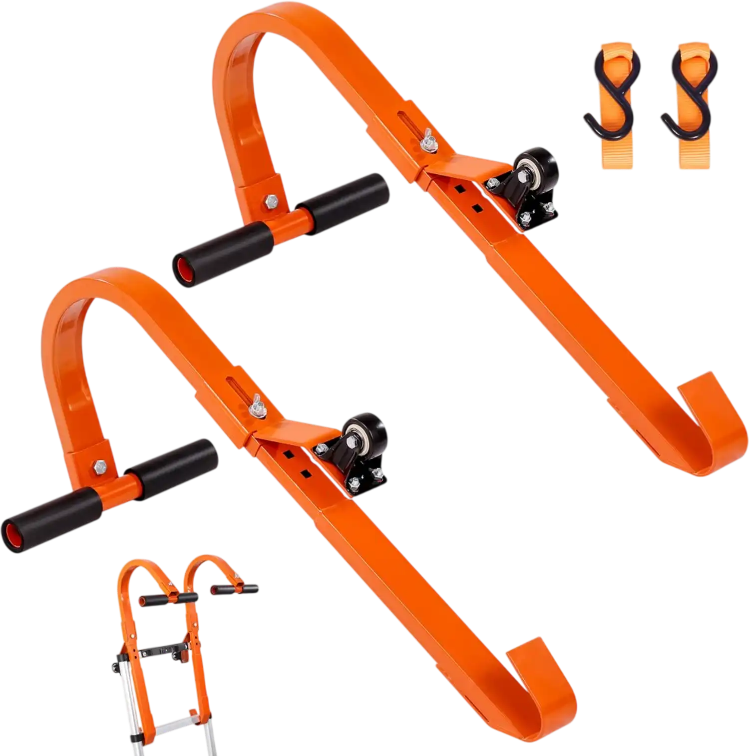Vevor Ladder Roof Hook 2-Pack Steel Stabilizer with Wheel and Rubber Grip T-Bar New