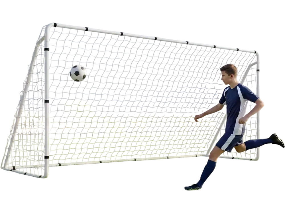 VEVOR Soccer Goal 12 x 6 FT Soccer Goal for Backyard with Iron Frame PE Net, Portable & Durable Set, High-Strength Net, Ground Stakes, Straps, for Youth & Adults Outdoor Backyard Practice Training