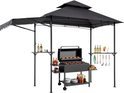 Vevor Grill Gazebo 8' x 5' Double-Tiered Top with Extra Awning New