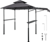 VEVOR Grill Gazebo, 8 x 5 ft Double-Tiered Top, Reinforced BBQ Gazebo with Extra Awning, Powder-Coated Steel Patio Grill Shelter with 2 Side Shelves & Hooks, Outdoor Grilling Canopy for Garden