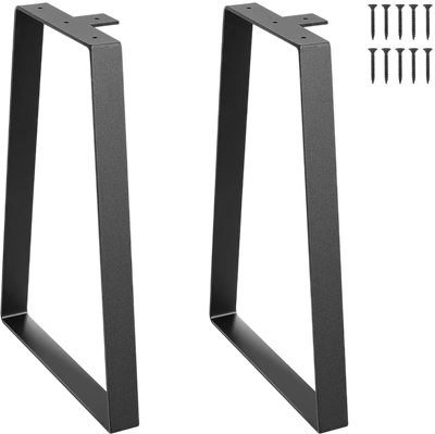 VEVOR 16 inch Trapezoid Steel Table Legs, Replacement Furniture Legs Set of 2 for DIY Coffee Tables, Modern Desks, Bench, Night Stands, Sofa, Max Load 400 lbs Heavy Duty, Quick Instalation Legs Black