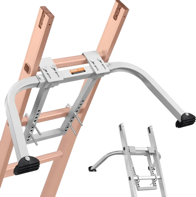 VEVOR Ladder Stabilizer, Heavy Duty Steel Ladder Roof Hook, Ladder Stabilizer with Wing Span/Wall Extension Accessory, Stable Ladder Standoff Arms for Roof Gutter with Anti-Slip Rubber Feet