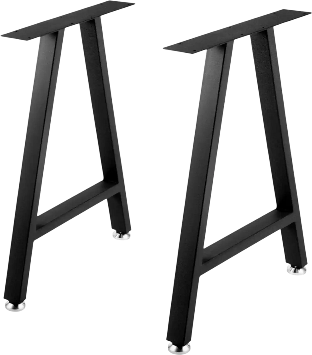 VEVOR Metal Table Legs 28 x 17.7 inch A-Shaped Desk Legs Set of 2 Heavy Duty Bench Legs with Polyurethane Coating, Furniture Legs with Floor Protectors, Wrought Iron Coffee Table Legs for Home DIY Bla