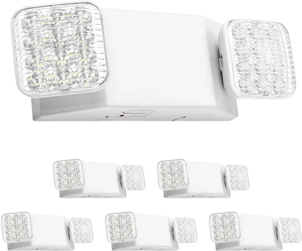VEVOR 6 Pack Emergency Lights for Business, with Battery Backup, Commercial LED Emergency Exit Lighting Fixtures, AC 120/277V, with Two Square Head Adjustable, 90-Minute Backup, for Business, White