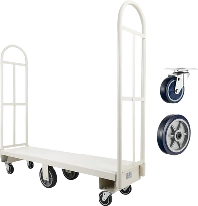 VEVOR U-Boat Platform Truck Dolly, 2000 lbs Load Capacity, Heavy Duty Steel Utility Cart, Industrial Hand Push Truck with Six Wheels and Dual Detachable Handles, for Warehouse, 60 x 16.1 x 59.5 in
