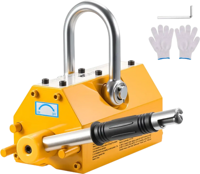 VEVOR Permanent Magnetic Lifter, 1320 lbs Pulling Capacity, Heavy Duty N42 Neodymium Lifting Magnet with Release Handle and Steel Hook, Used in Shop Crane and Hoist, for Lifting Plate Steel, Board