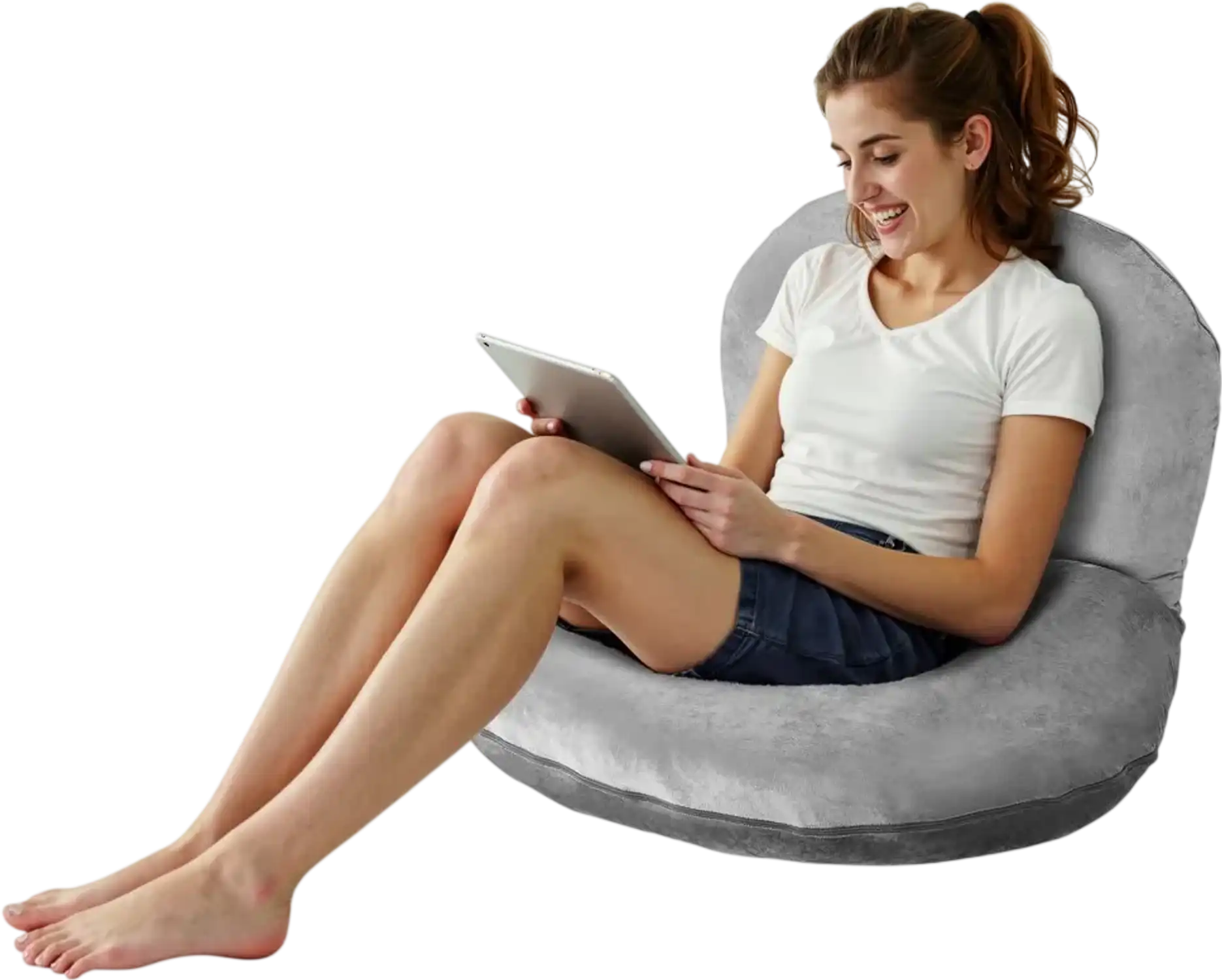Vevor Reading Pillow U-Shaped Bed Pillow Soft Velvet Grey New