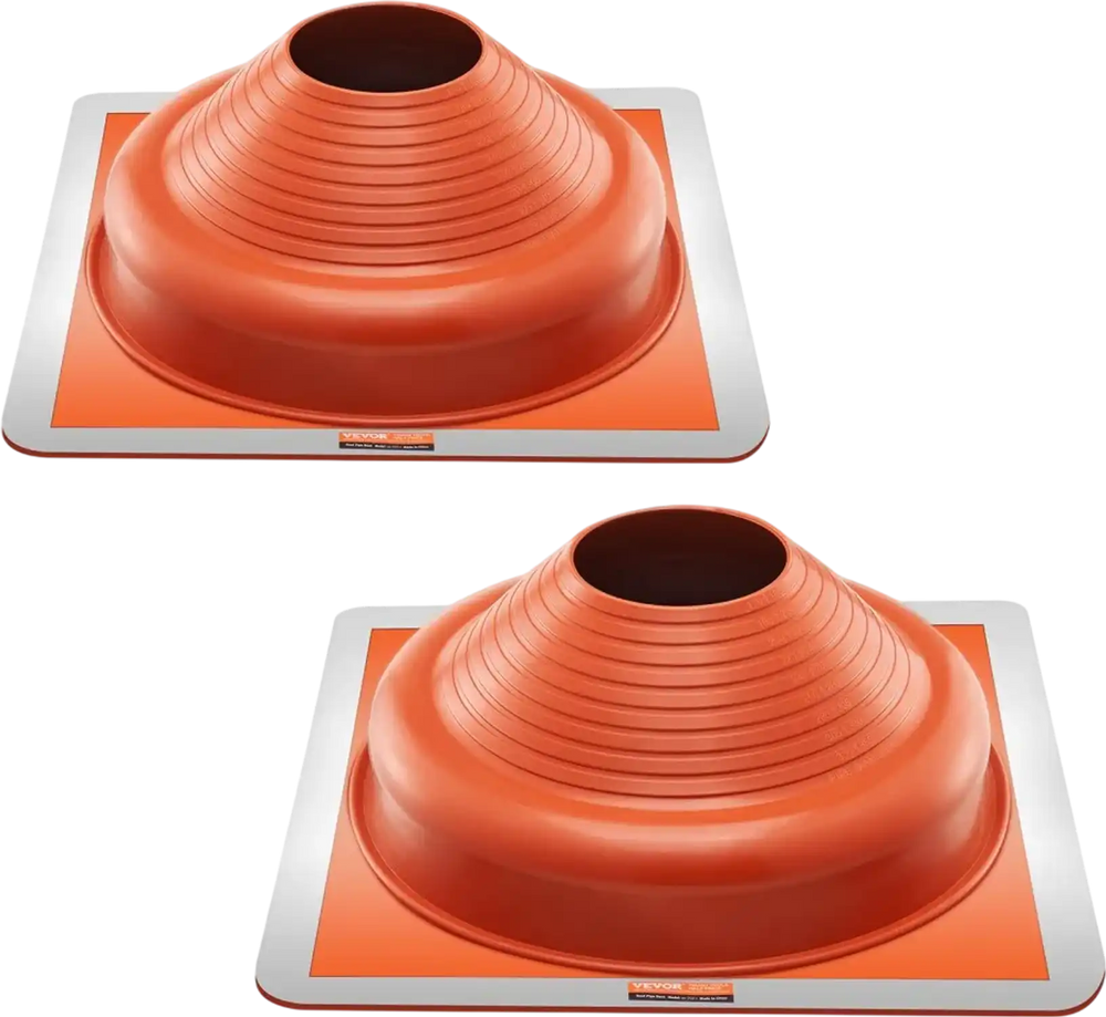 VEVOR 2 PCs Roof Pipe Flashing Boots, Fit Pipe OD 6-1/4" - 11-3/4", Flexible Silicone Roofing Jack Pipe Flashing, High Temp -101℉ - 437℉, Square Metal Base, for Chimney, Wood Stove & Outdoor Vent Pipe