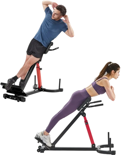 VEVOR Roman Chair Hyperextension Bench, 350 lbs Adjustable Extension Machine, Multi-Function Exercise Equipment for Glute, Hamstring, Lower Back, and Ab Workout, Fitness Weight Bench for Home Gym