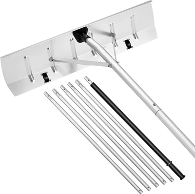 VEVOR Snow Roof Rake, 26 in Aluminum Blade, 7.5-20 ft Adjustable Roof Snow Scraper with Wheels, Anti-Slip Handle Snows Removal Tool, Lightweight House Rooftop Rake for Leaves Debris Removal