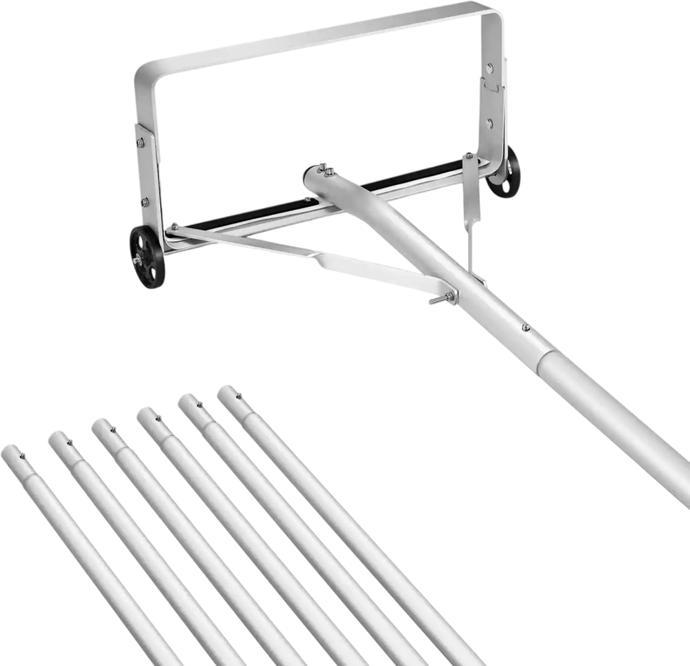 VEVOR Snow Roof Rake, 18.5 in Aluminum Blade, 5.2-30 ft Adjustable Roof Snow Scraper with Wheels & Slide, , Lightweight Snows Removal Tool for House Rooftop Leaves Debris Clearing