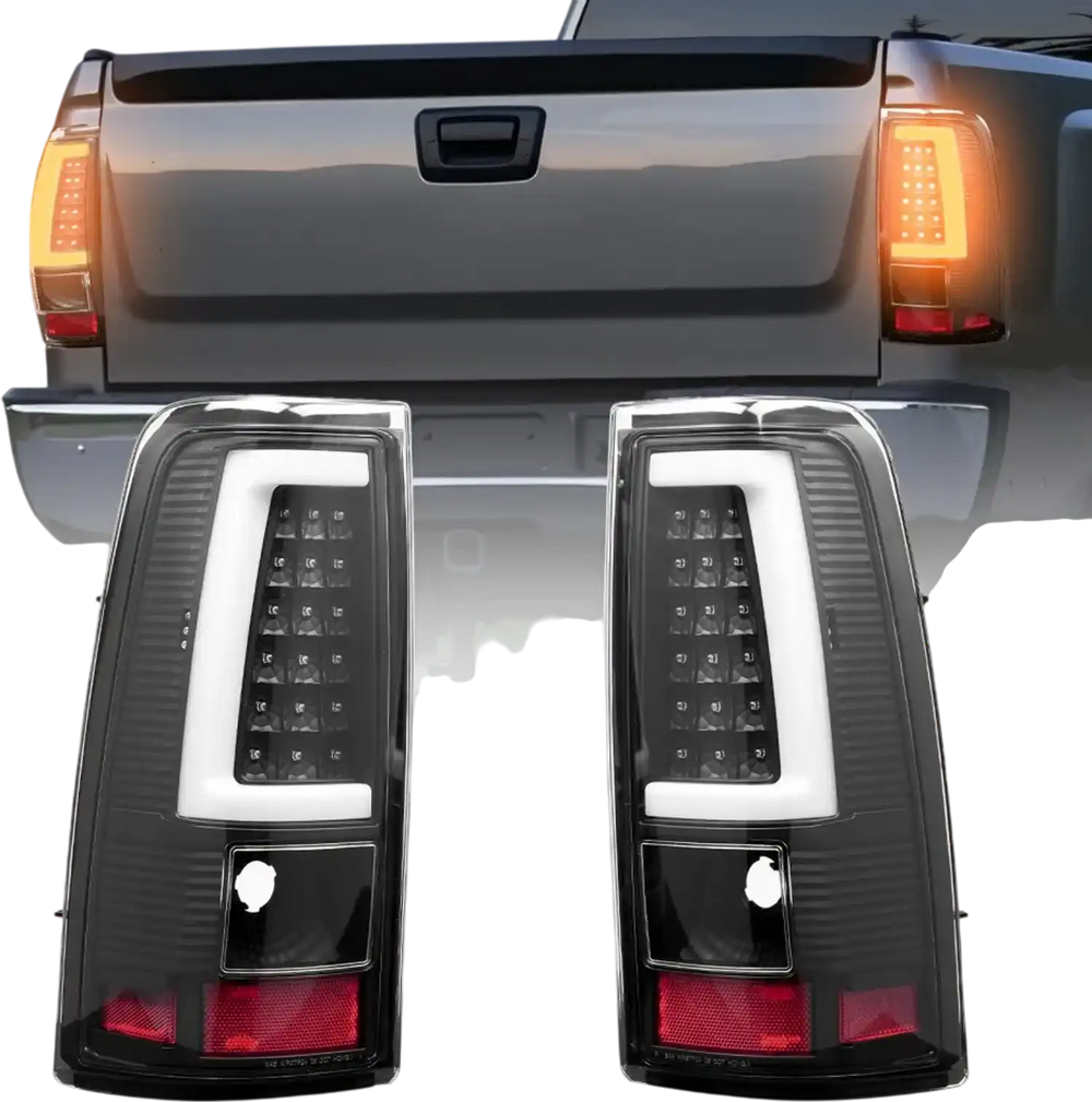 VEVOR Tail Light Assembly Compatible with 2003-2006 Chevy Silverado 1500 1500 HD 2500 2500 HD 3500, 2007-2007 Chevy Classic, 2PCS Driver & Passenger Side LED Taillight Brake Lamps with Bulbs, Black