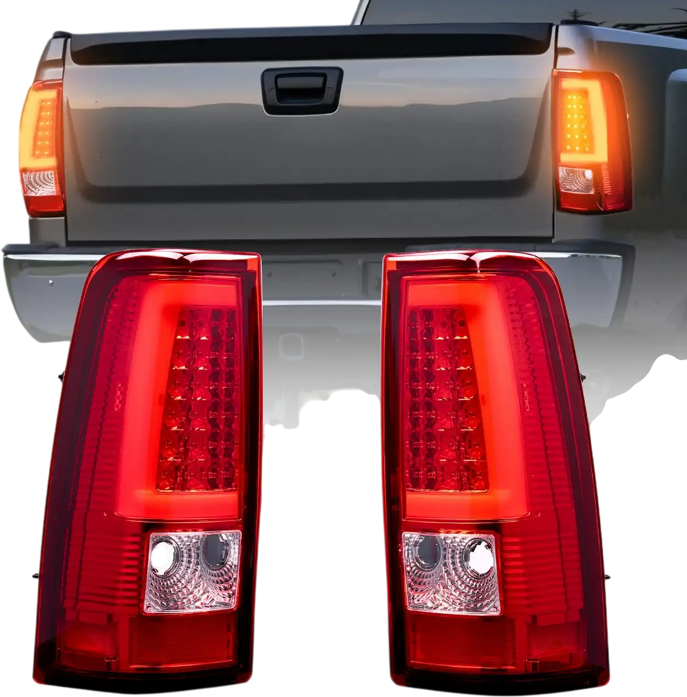 VEVOR Tail Light Assembly Compatible with 2003-2006 Chevy Silverado 1500 1500 HD 2500 2500 HD 3500, 2007-2007 Chevy Classic, 2PCS Driver & Passenger Side LED Taillight Brake Lamps with Bulbs, Red