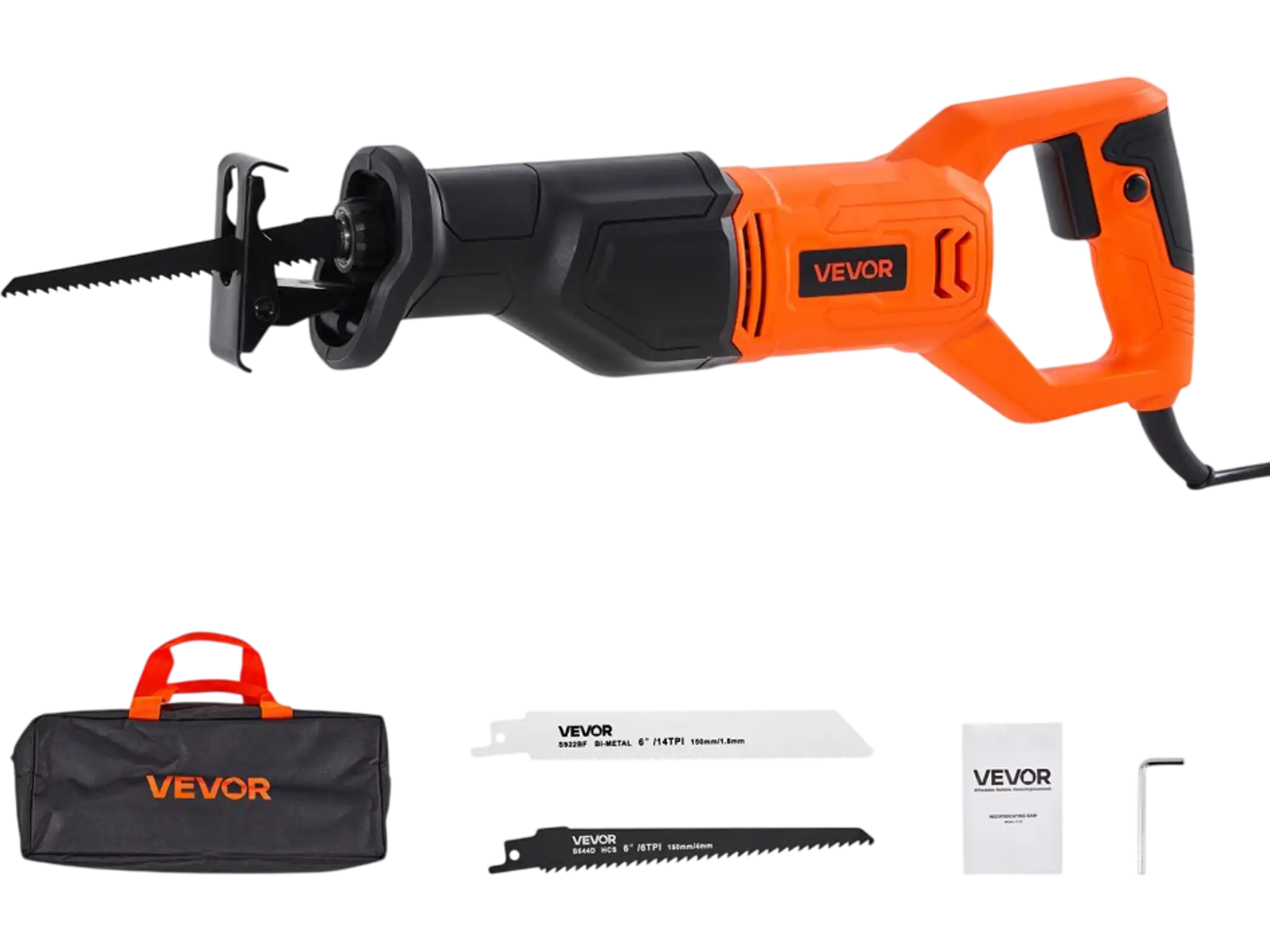 Vevor Reciprocating Saw Corded Electric 120V 6 Amp 3000 SPM Variable Speed with 3/4