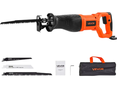 VEVOR Corded Reciprocating Saw, 120 Volt 7.5 Amp, 2800 SPM Variable Speed, 1-1/8 inch Stroke Length, Electric Reciprocating Saw with 8 Blades and Carrying Bag, for Wood, Metal, and Plastic Cutting