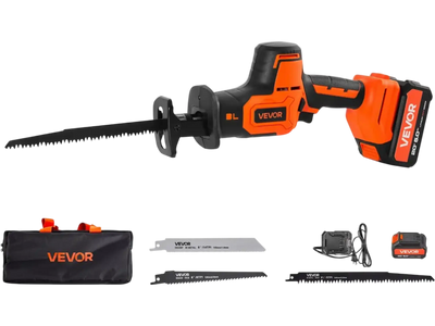 VEVOR Cordless Reciprocating Saw, 20 V, 3000 SPM Variable Speed, 1 inch Stroke Length, Electric Reciprocating Saw with Battery, Charger, 8 Blades, and Carrying Bag, for Wood, Metal and Plastic Cutting