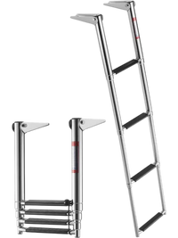 VEVOR Boat Ladder, 4 Steps, Stainless Steel Telescoping Folding Swim Deck Ladder for Rear Entry Inboard, Heavy Duty 900 lbs Capacity with Wide Anti-Slip Steps, for Outboards, Yacht, Pontoon Boats