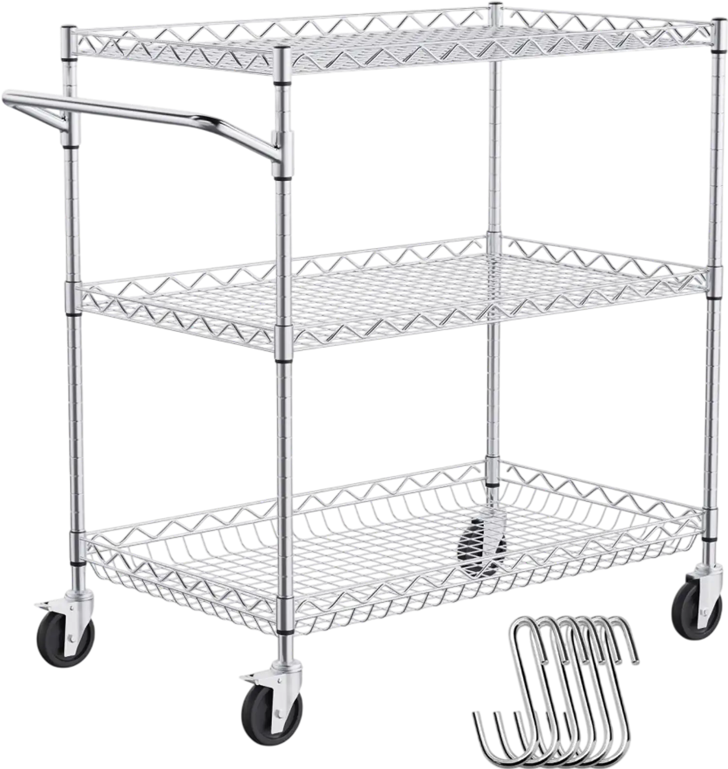Vevor Utility Cart 3-Tier Wire Rolling Kitchen Cart 30