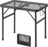 VEVOR Folding Grill Table 24x16 in Camping Tables 90 lbs Capacity Aluminum, Lightweight Compact for Picnic BBQ Tailgating, Adjustable Height, Outdoor Side Stand with Portable Handle, Black Metal Mesh