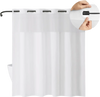 VEVOR No Hook Shower Curtain, 2-in-1 Waterproof Waffle Weave Shower Curtains, 240 GSM Curtain with Snap-in Liner, See-Through Window, and Magnets, for Bathroom Showers & Bath Tubs, 74x71 in (White)