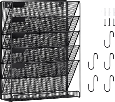 Vevor File Wall Rack 6-Pocket Mesh Wall File Holder New