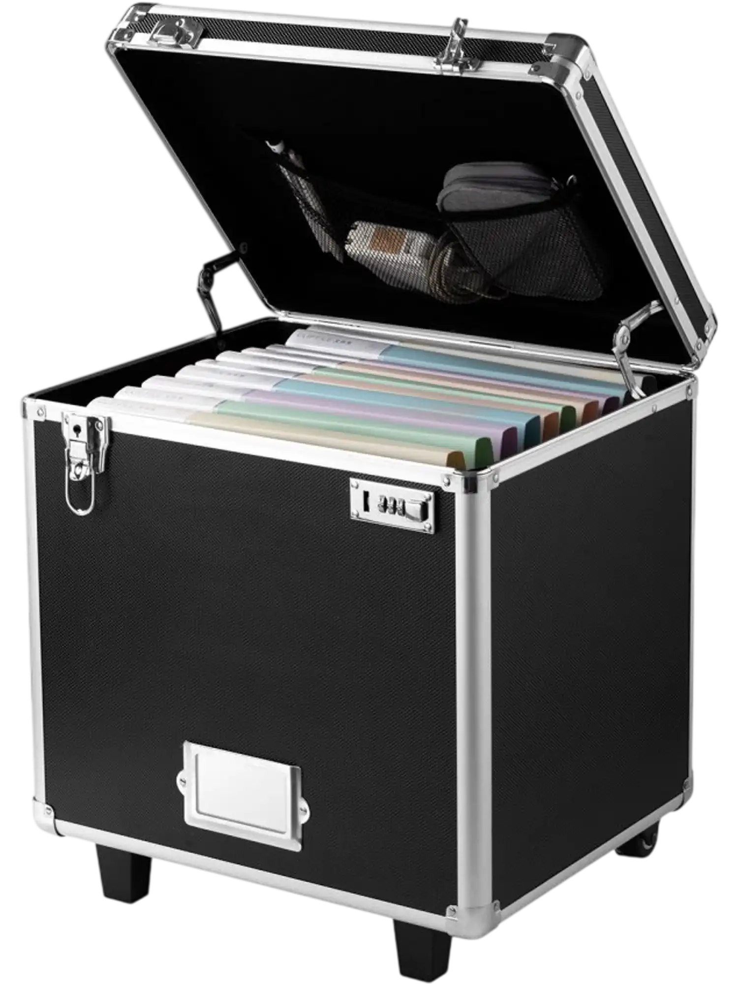 Vevor File Storage Box Portable Lockable Rolling Document Case with Telescopic Handle New