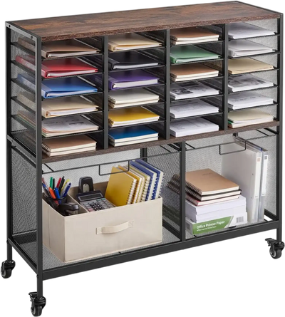 Vevor File Cart 24-Slot Mobile Filing Cabinet with Lockable Wheels Black New
