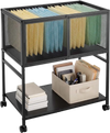 VEVOR Rolling File Cart 2-Tier Mobile Filing Cabinet with Lockable Wheels, for Home Office, Large Storage Capacity, Hanging File Folder Organizer, Easy Mobility, with 60 lbs / 27.2 kg Load, Black