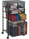 VEVOR Rolling File Cart 4-Tier Mobile Filing Cabinet with Wheels Drawers, for Home Office, Large Storage Capacity, Under Desk Hanging File Folder Organizer, with 45 lbs / 20.5 kg Max Load, Black