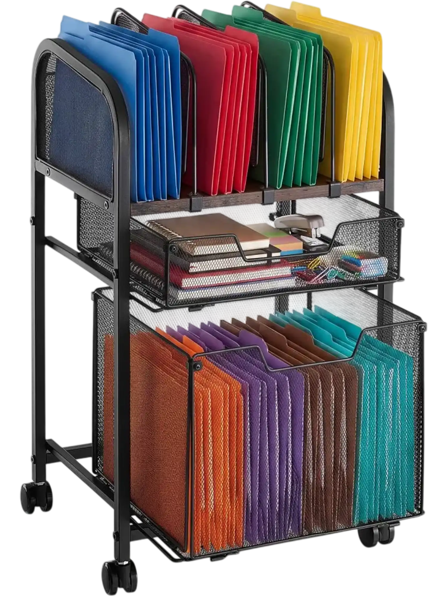 Vevor File Cart 5-Tier Mobile Filing Cabinet with Wheels Drawers Black New