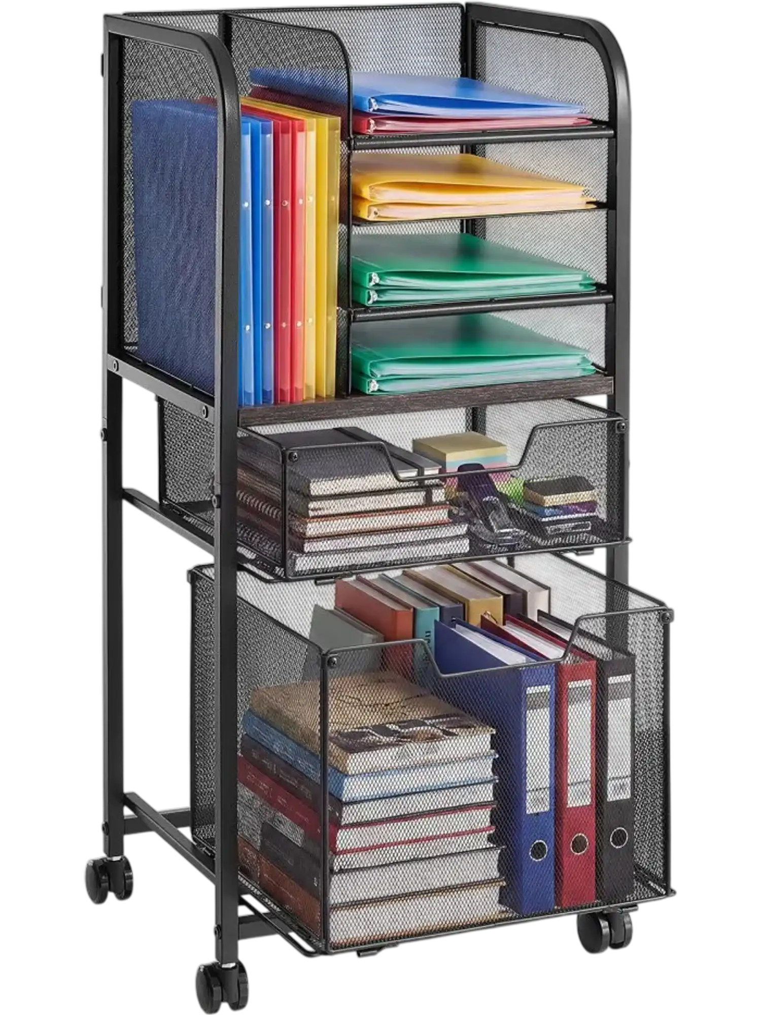 Vevor File Cart 6-Tier Mobile Filing Cabinet with Wheels Black New