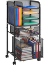 VEVOR Rolling File Cart 6-Tier Mobile Filing Cabinet with Wheels Drawers, for Home Office, Large Storage Capacity, Under Desk Hanging File Folder Organizer, with 45 lbs / 20.5 kg Max Load, Black